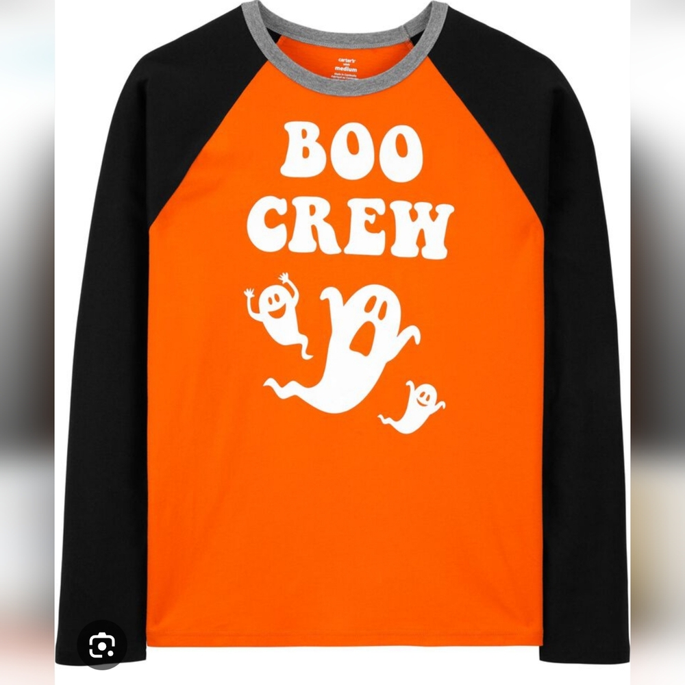 Carter's Orange Black Boo Crew Long Sleeves Adult T-shirts Size Medium and Small